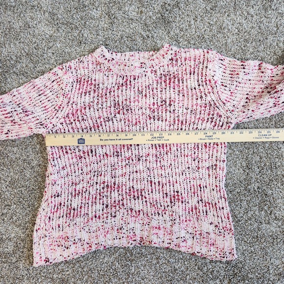 Cupio Knit Sweater Women's XL Pink Red Confetti Bow Sleeve Ties Valentine's Day - Picture 6 of 10